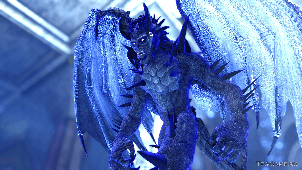 Ледяной демон. Синий демон. Ледяные существа. Скайрим мод призыв монстра.