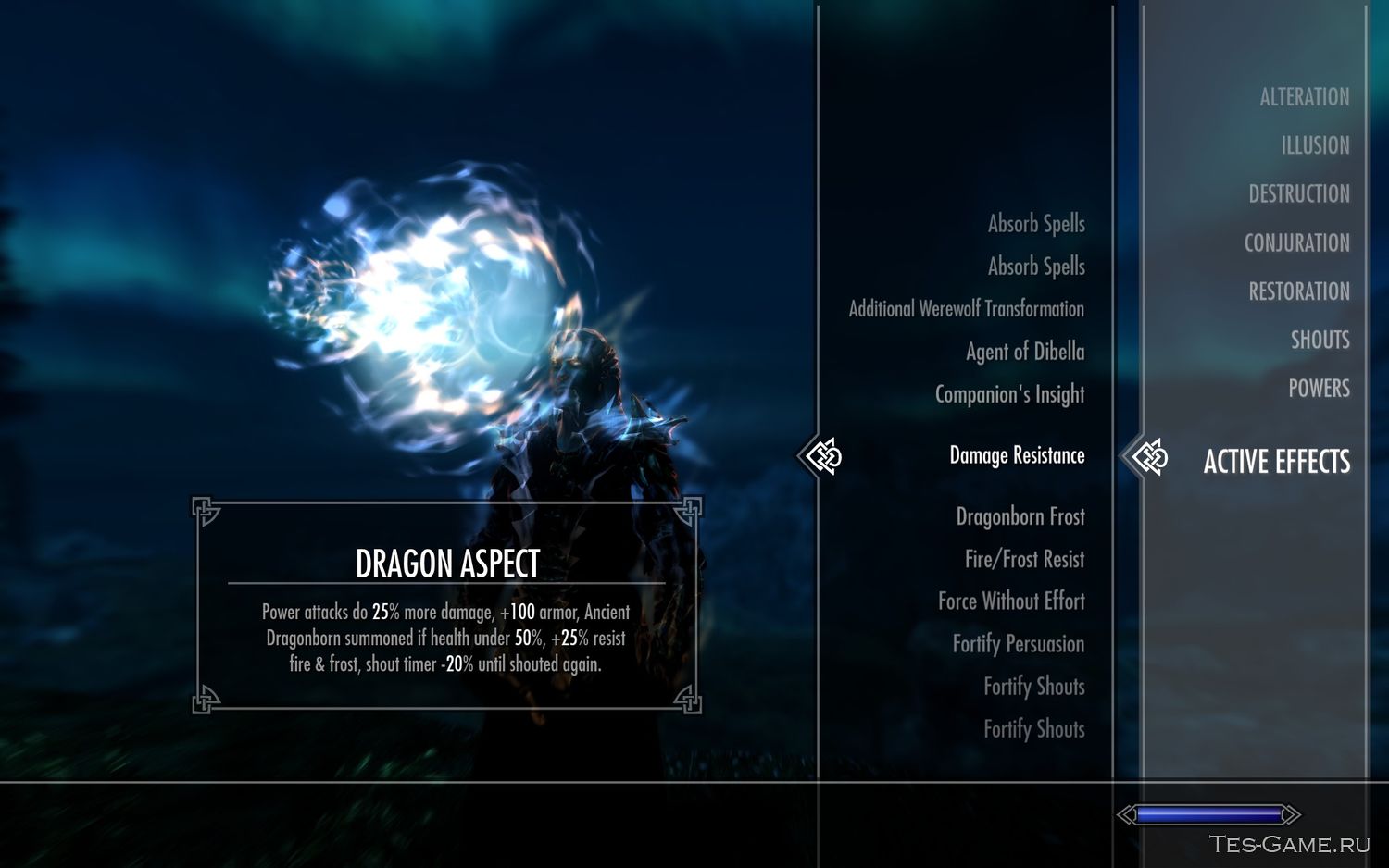 Модификация для Skyrim Special Edition меняет крик "Воплощение дракона". 